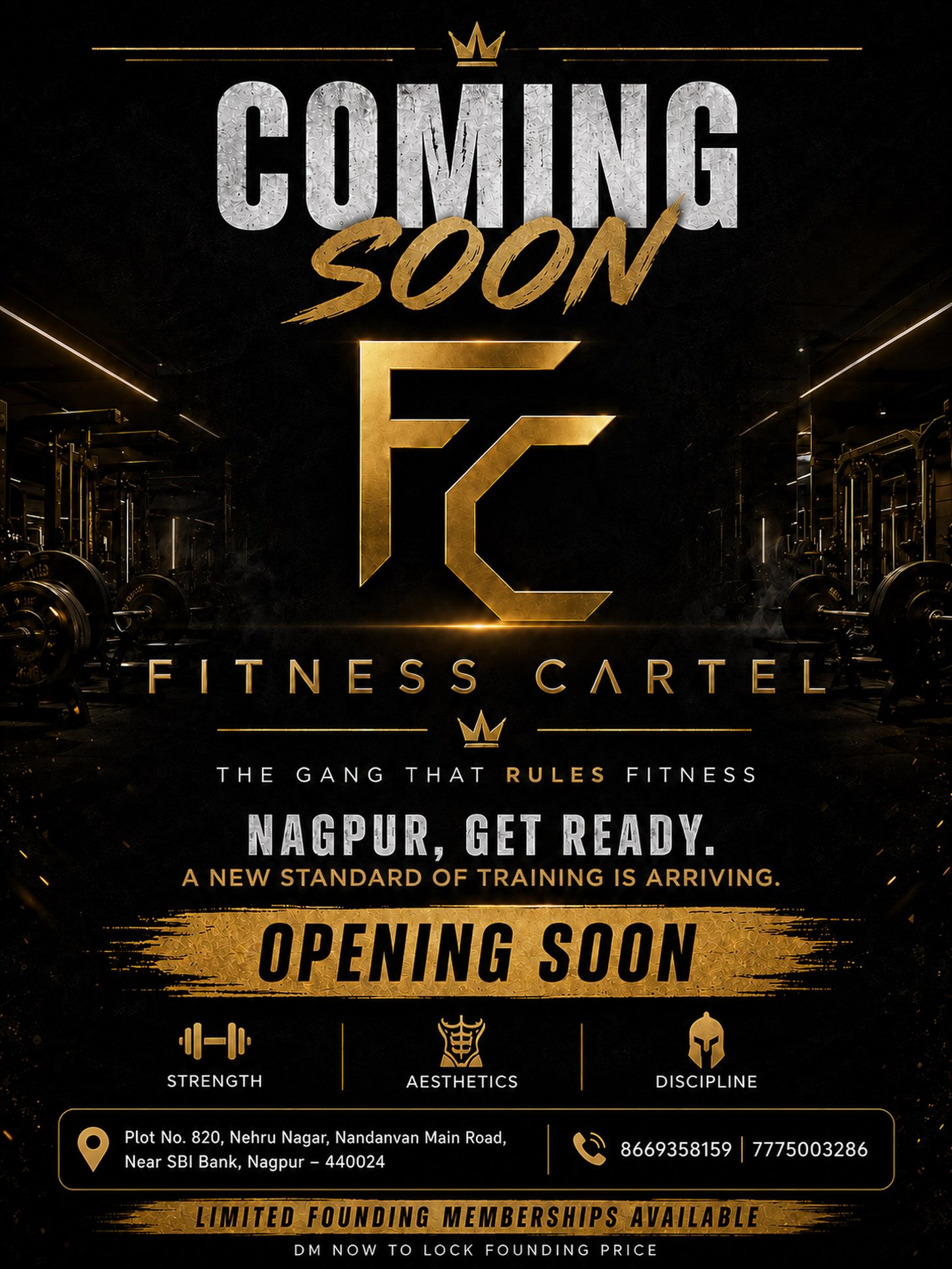 Fitness Cartel black and gold brand campaign