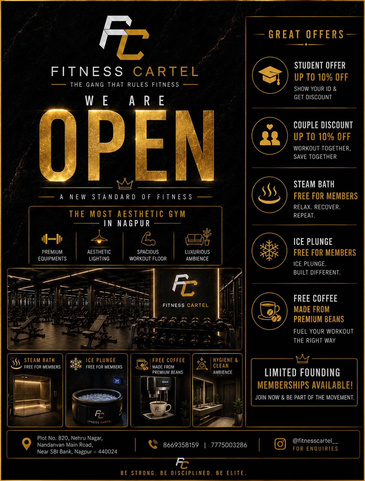 Fitness Cartel opening and amenities poster